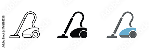 cleaning appliance vector pack three styles line art silhouette and shaded gradient for web ui