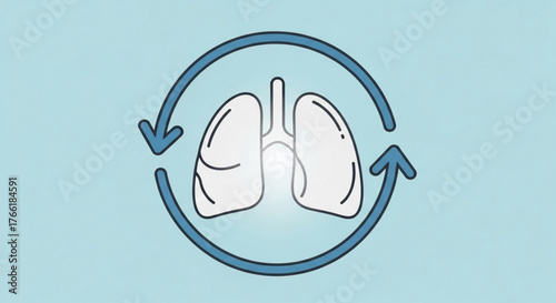 Human lungs with circular arrows, representing respiratory health, breathing, and the importance of lung function
