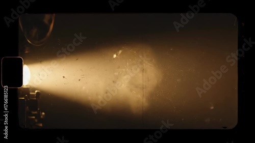 Captivating abstract background of a vintage film projector light beam flickering with authentic dust particles and old movie grain texture overlay historic, beam, cinematic