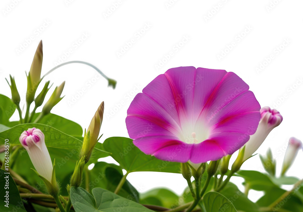 Naklejka premium Vibrant pink morning glory flower blooming isolated on transparent background
