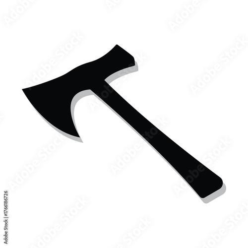 Black axe silhouette vector icon for tool or lumberjack concept design.