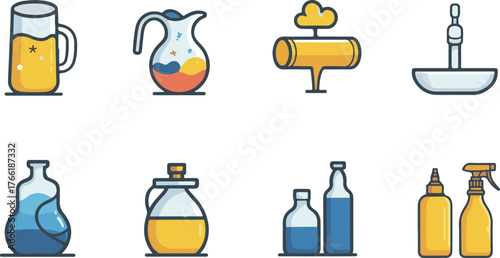 set of beer bottles