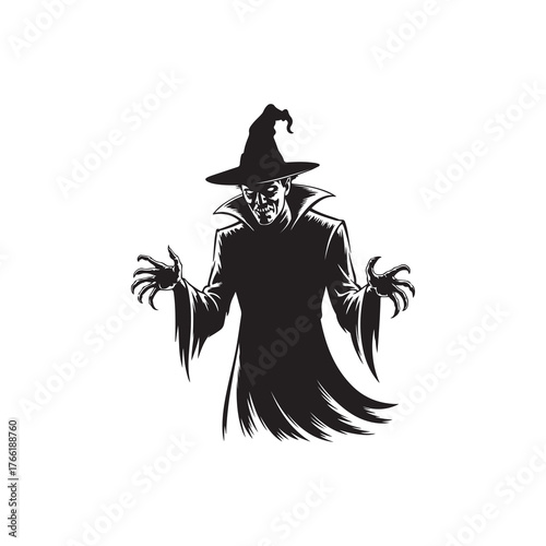 Norman Halloween Shadow Art – Black Silhouette on White.