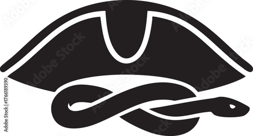 Pirate Hat with Snake or Sea Serpent Vector Silhouette Icon