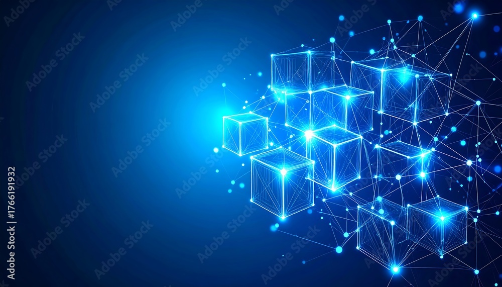 Obraz premium Abstract network of glowing cubes
