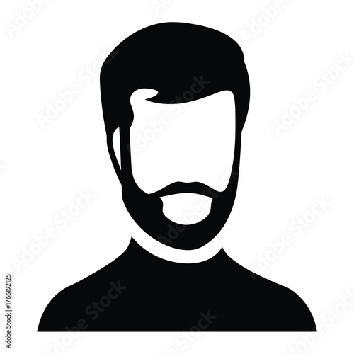 Stylized silhouette icon of a man with a beard and short hair