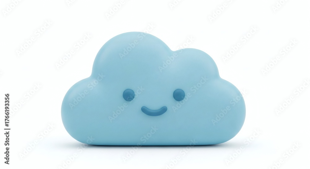 Obraz premium Cute Blue Cloud Night Light Toy Isolated on White Background for Nursery Decor