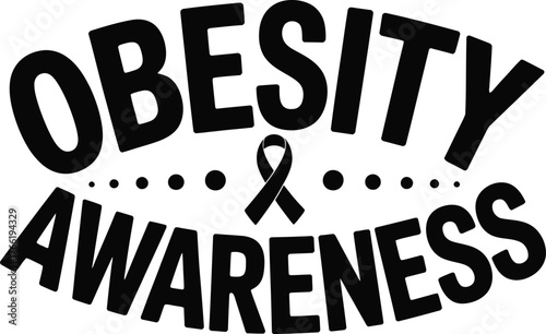 Obesity Awareness Ribbon and Text Graphic