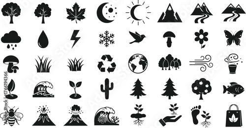 Nature and Environment Icon Pack – Weather, Seasons, and Eco Symbols