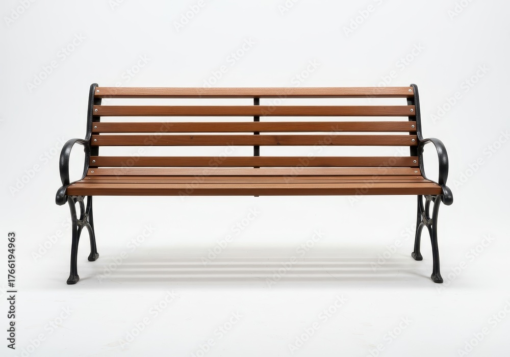 A classic wooden park bench isolated perfectly on a pure white studio background, emphasizing seating and simplicity ,product ,clean ,simple A classic wooden park bench isolated perfectly on a pure white studio background, emphasizing seating and simplicity ,product ,clean ,simple