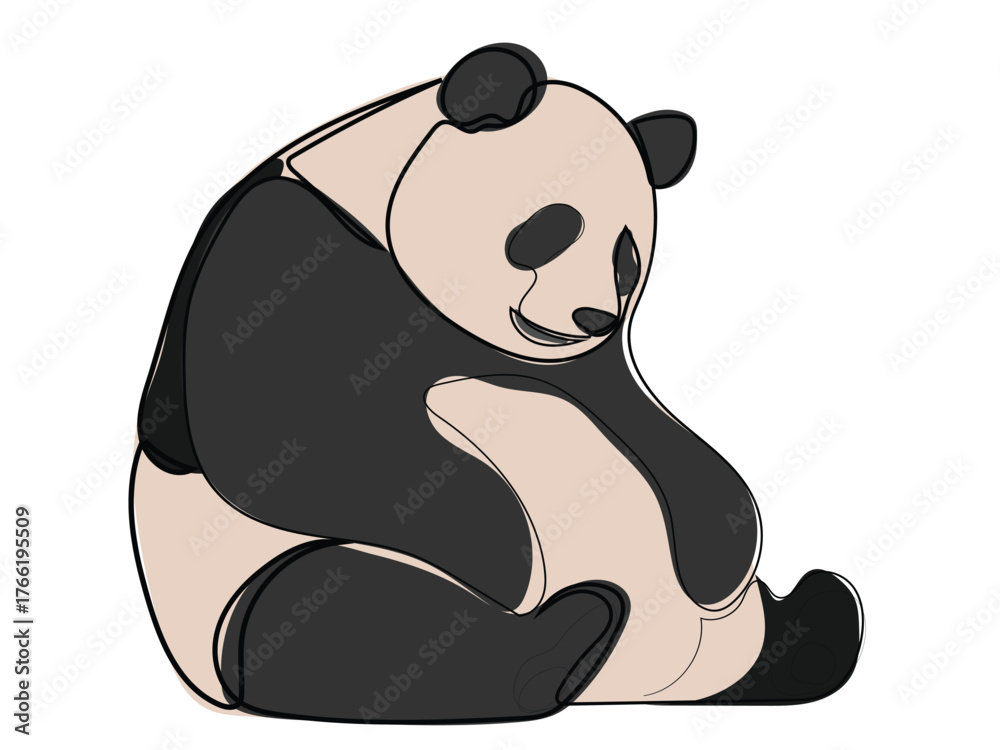 Naklejka premium Panda in continuous line drawing style