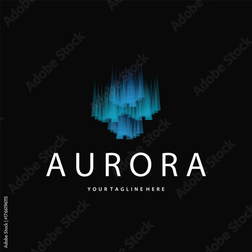 Aurora Logo, Sky Nature Landscape Design, Symbol Vector Illustration Template