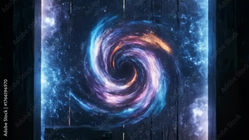 Forest Doorway Reveals Swirling Galactic Vortex Animation