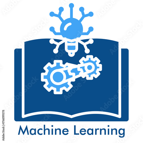 Machine Learning Icon in Duotone Style. AI algorithm processing and deep learning technology symbol.