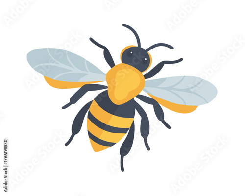 2D flat vector illustration of a Bee in icon style, isolated on white background