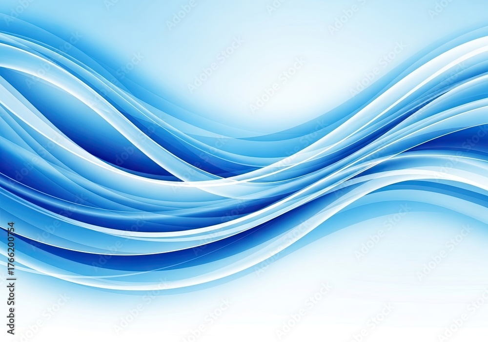 Fototapeta premium Abstract Cyan Blue Wavy Lines with White Edges on a White Background