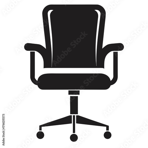 Office rolling chair silhouette with armrests icon