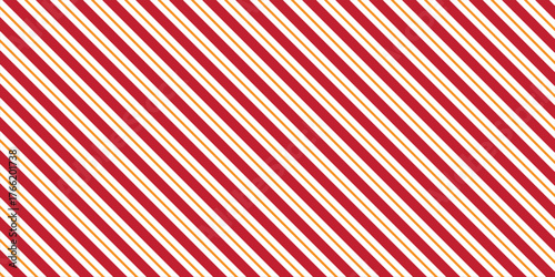 Red christmas seamless pattern. red diagonal stripes background. Candy cane repeating decoration wallpaper. Vector art
