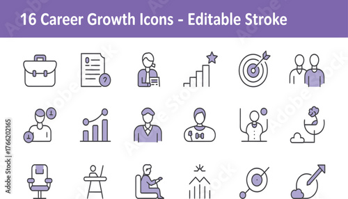Versatile career growth icons for professional development, leadership, and success, ideal for presentations, websites, and training materials, originally a scalable vector graphic