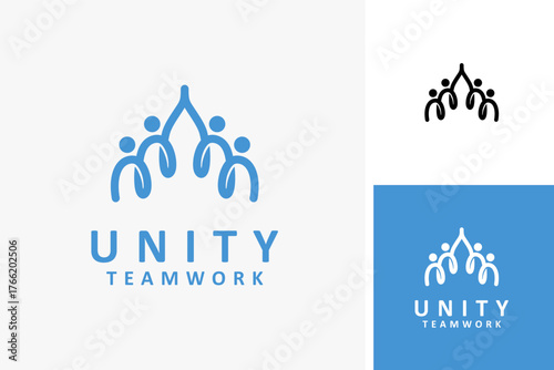 Unity teamwork logo symbol icon design