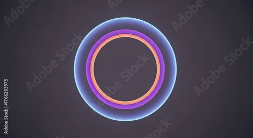 Geometric Circles Design with Light Blue, Purple, and Peach Rings on Dark Grey