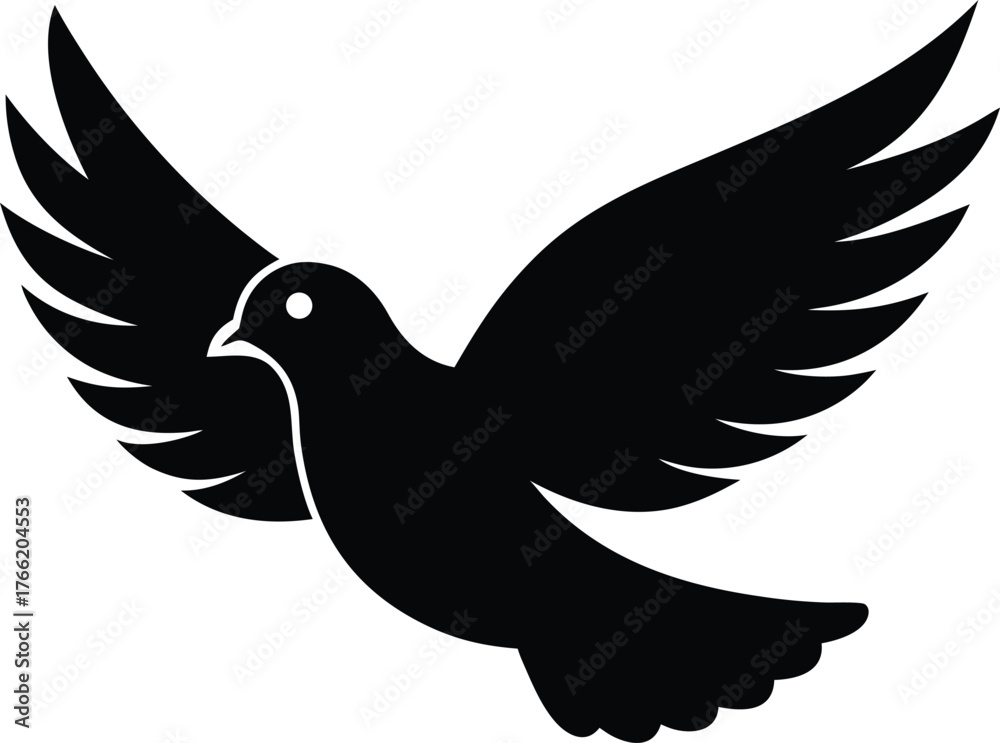 Obraz premium Stylized white dove flying icon symbol of peace and freedom