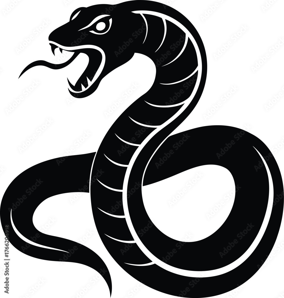 Fototapeta premium snake Coiled serpent ready to strike icon