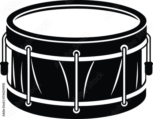Simple snare drum icon for music and percussion themes