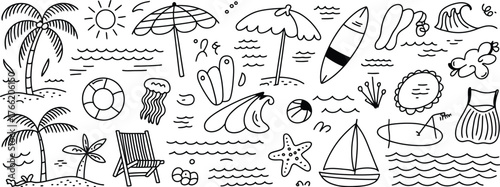 Tropical Beach Vacation Elements summer palm trees