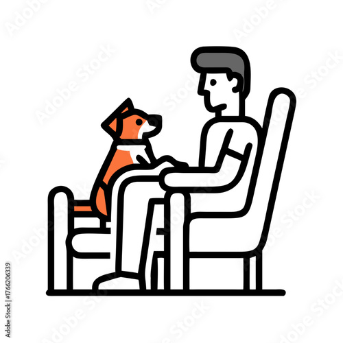 A man sitting in a chair with his pet