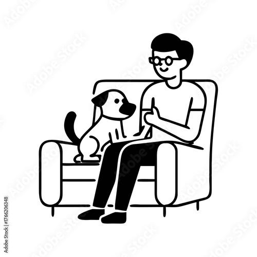 A man sitting in a chair with his pet