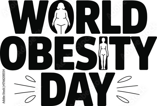 World Obesity Day Awareness Graphic with Silhouettes