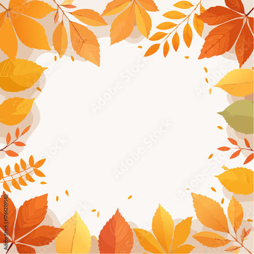 秋の紅葉フレーム｜オレンジが包むぬくもりのデザイン
