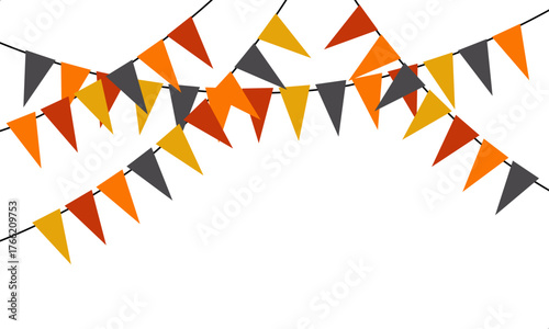 autumn colors flags garland, thanksgiving frame template