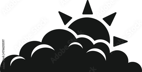 Sun behind cloud weather forecast icon vector graphic