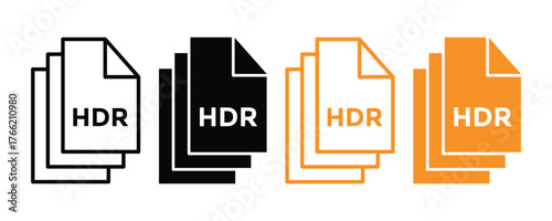 HDR Image File Extension Icon Vector Set, Logo and Graphic Design Symbols.