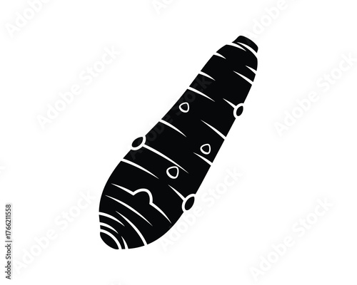 Cassava root vegetable icon black silhouette isolated on white background food ingredient