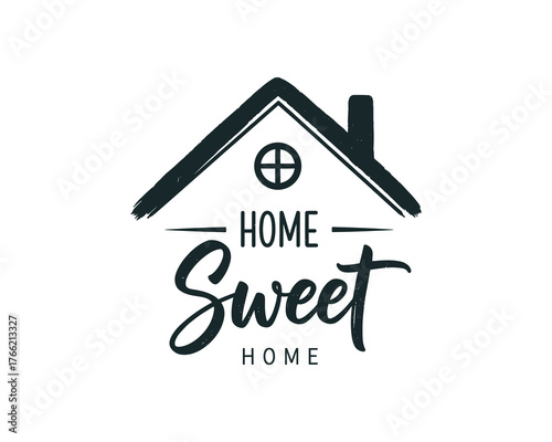 Home Sweet Home typography design with a house roof illustration for cozy sentiment