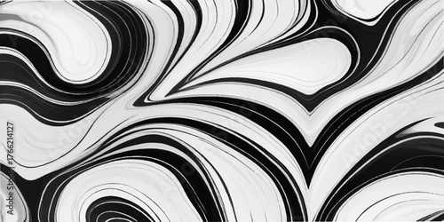 Abstract black and white texture with an open book design showing a spiral of information pages and line patterns for print media