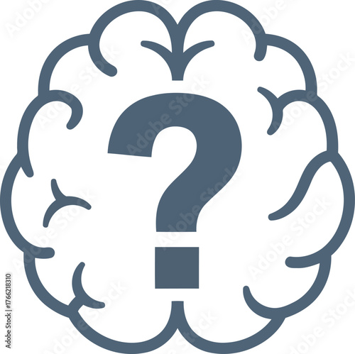 Question mark inside brain outline symbol concept of uncertainty doubt inquiry mystery solution idea thinking vector