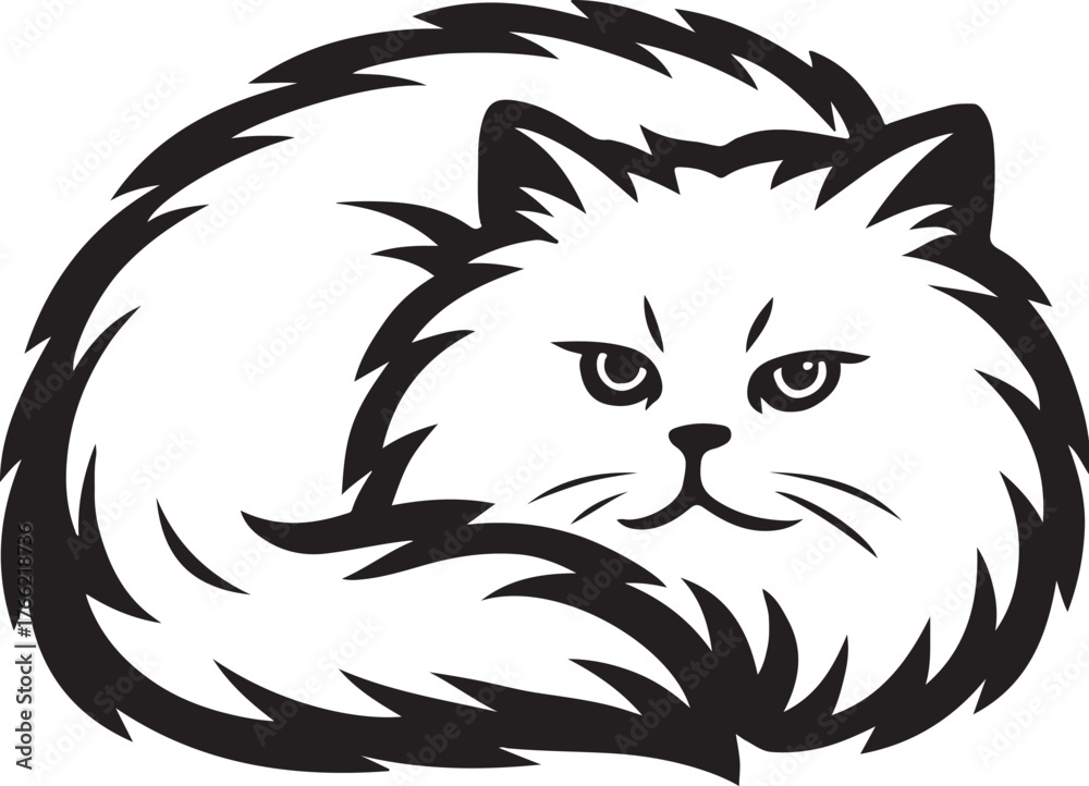 Obraz premium persian-cat-curled-up-vector.eps