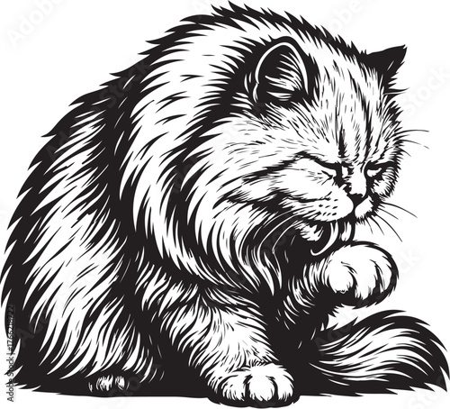persian-cat-grooming-paw-vector.eps