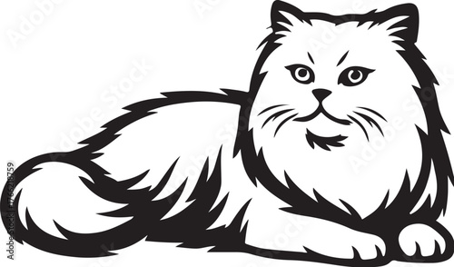 persian-cat-lying-stretched-vector.eps
