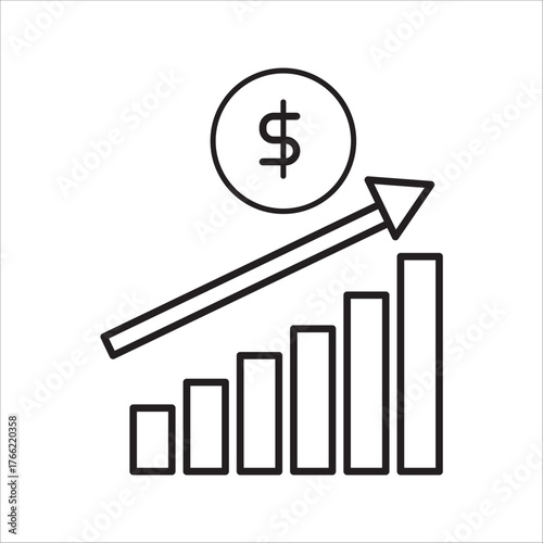 increase money growth icon on white background. vector eps 10