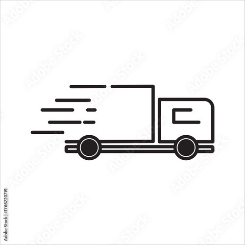 Fast shipping delivery truck flat vector icon for apps and websites on white background. color editable