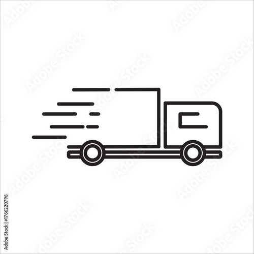 Fast shipping delivery truck flat vector icon for apps and websites on white background. color editable