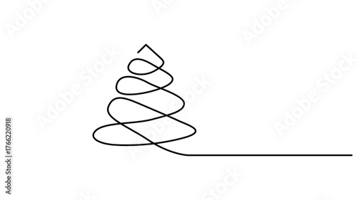 Abstract Christmas Tree Formed by a Single Continuous Line single line drawing