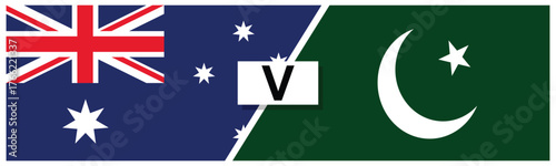 Pakistan Vs Australia match and national flag on white background , vector design and digital illustration 