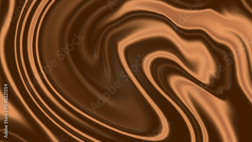 Rich, dark chocolate swirling background with a smooth, glossy texture.