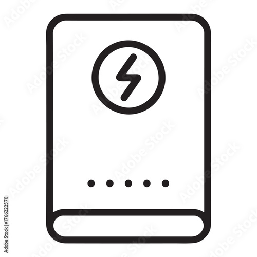 Power Bank Icon with Lightning Bolt Symbol vector illustration